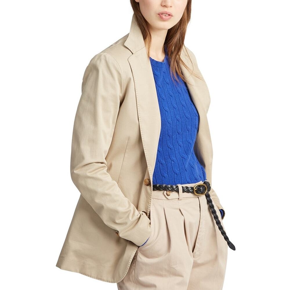 Polo Ralph Lauren Tan Blazer Women's Size 10 McKenzie Cotton Twill Jacket NEW